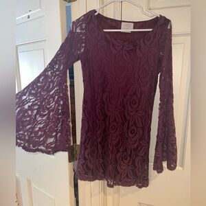 Coveted Clothing maroon flare sleeve dress